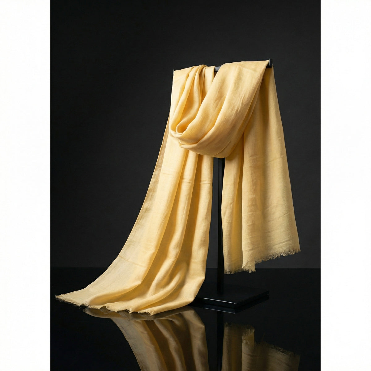 Lightweight Original Colonial Yellow Tagelmust crafted in sustainably sourced rayon fabric, breathable Moroccan desert headscarf designed for Sahara travel, safari protection, and hot climate exploration.
