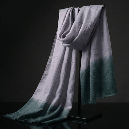 Lightweight Dyed Taupe Grey Tagelmust crafted in sustainably sourced rayon fabric, breathable Moroccan desert headscarf designed for Sahara travel, safari protection, and hot climate exploration.