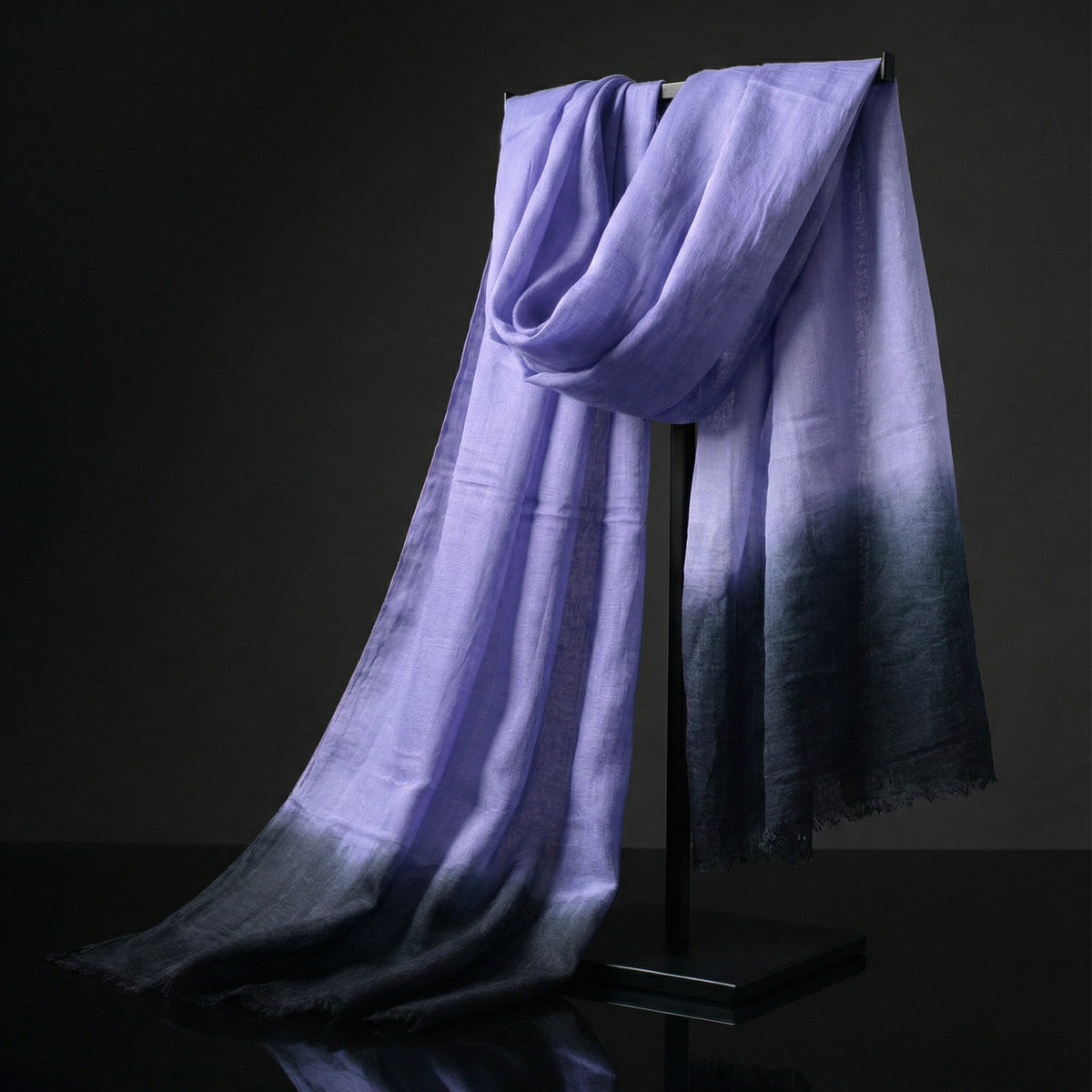Lightweight Dyed Violet Tagelmust in sustainably sourced rayon, breathable Moroccan desert headscarf designed for Sahara travel and safari heat.