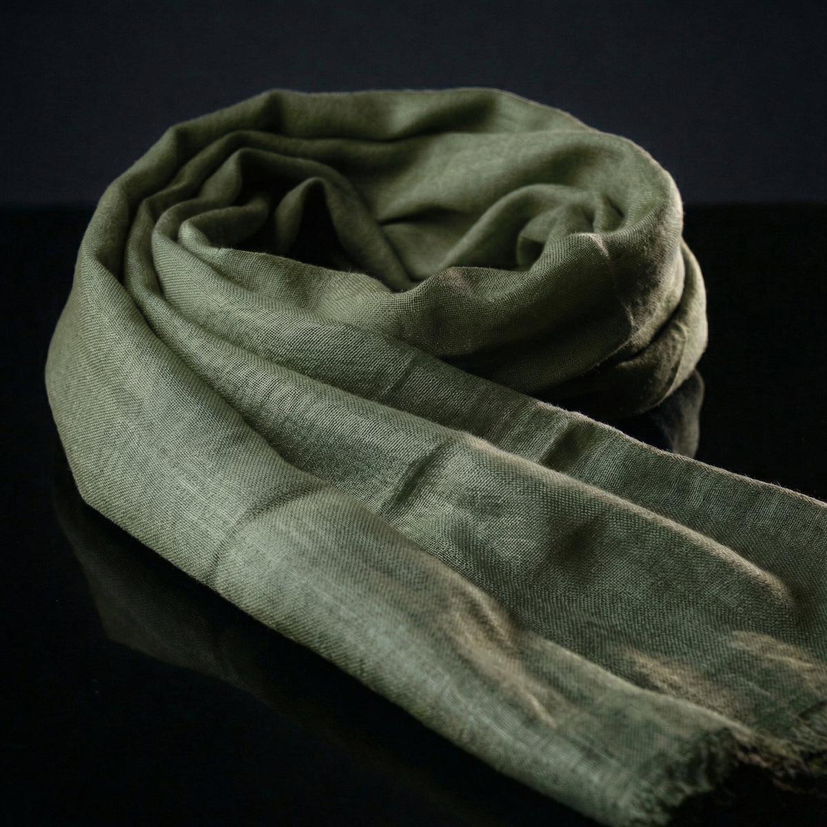 Breathable safari scarf in deep green, Touareg inspired desert headscarf for sun protection.