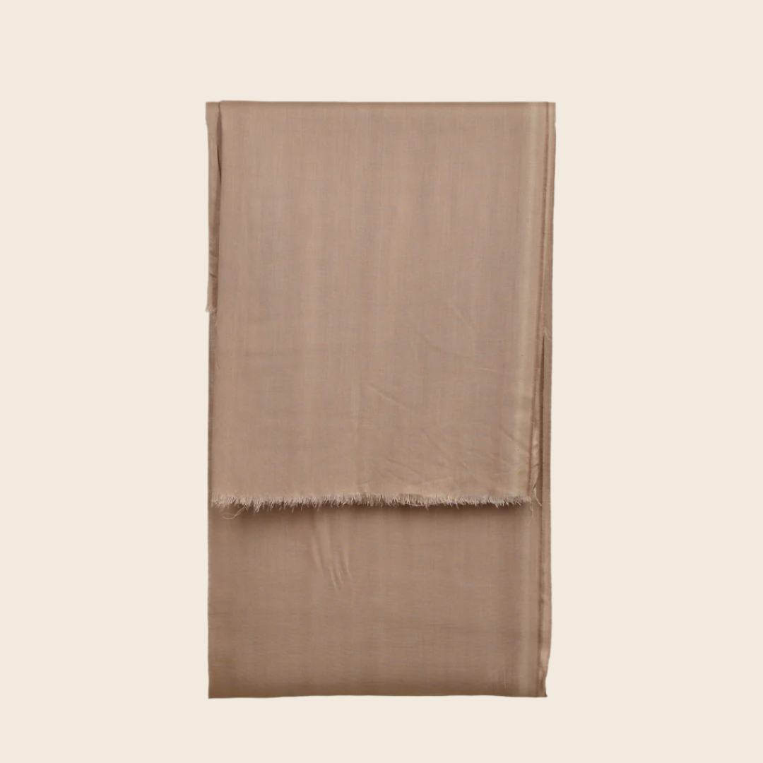 Khaki Original Tagelmust scarf – soft light‑brown Moroccan headscarf, sustainably sourced and lightweight, ideal for nomadic travelers searching for khaki or beige scarves for hot weather and dry climates.