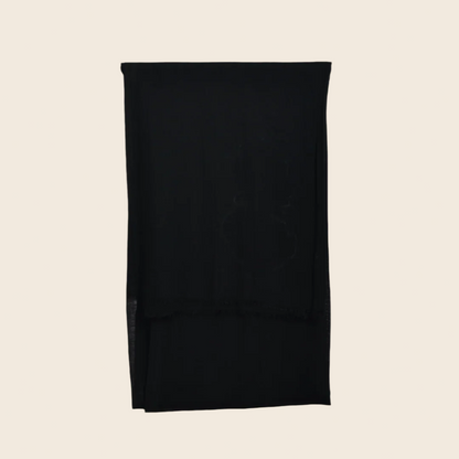 Smoke Black Original Tagelmust scarf – deep midnight‑black Moroccan headscarf, sustainably sourced and lightweight, perfect for nomadic travelers seeking a black scarf for hot weather and dry climates